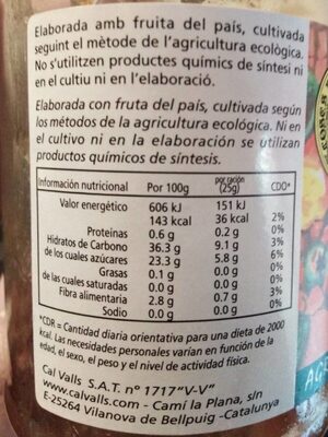 Crema Ciruela estilo mermelada SinGluten Eco Vegan 375g Cal Valls