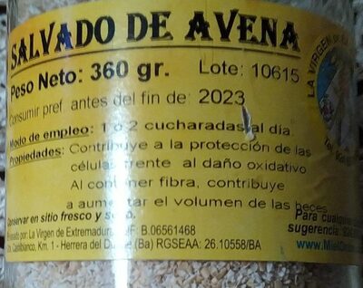 Tarro de salvado de avena dietética