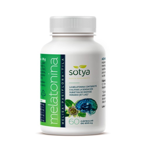 MELATONINA + MELISA + PASIFLORA + TILA 60 CAPSULAS 650 MG