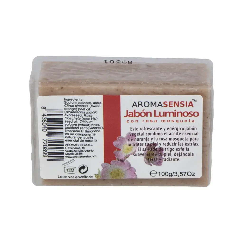 JABON LUMINOSO CON ROSA MOSQUETA 100GR