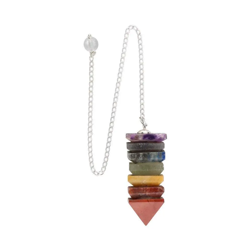 Péndulo con Minerales de los 7 Chakras · Punta Facetada