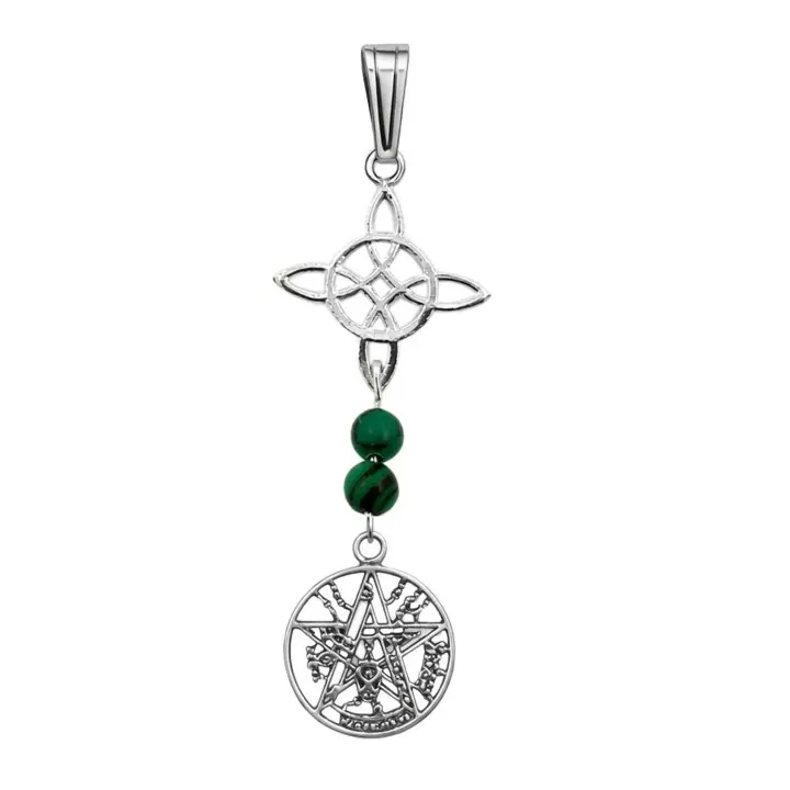 Colgante de plata doble piedra malaquita