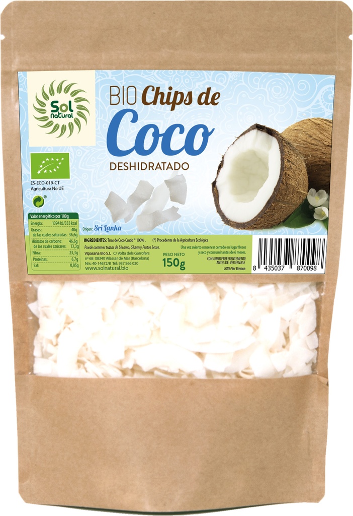 CHIPS DE COCO BIO SRI LANKA 150G