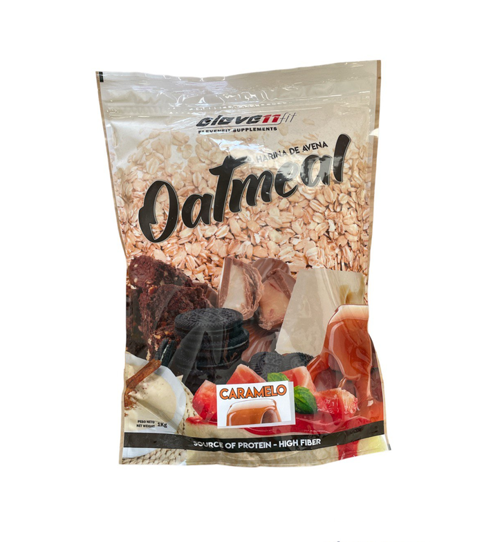 Harina de avena crema caramelo.