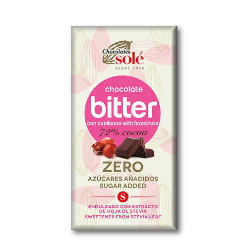 [8411066002532] Chocolate Bitter con Avellanas y Stevia 72% Cacao SinGluten 100g Chocolates Sole