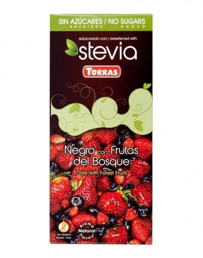 [8410342005526] CHOCOLATE NEGRO CON FRUTOS DEL BOSQUE CON STEVIA, 125 g