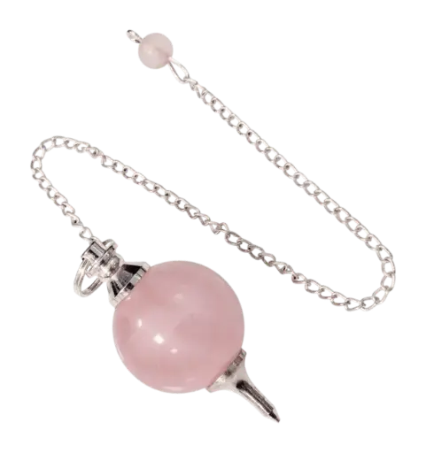 [10025] péndulo esfera de cuarzo rosa
